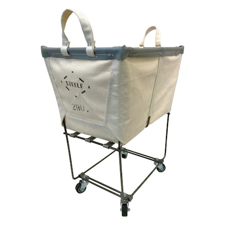 Steele Canvas Basket 2 BU Elevated Truck Natural Canvas w/Grey Vinyl - 3in Stem Casters 92E2CNATVGRYM3S